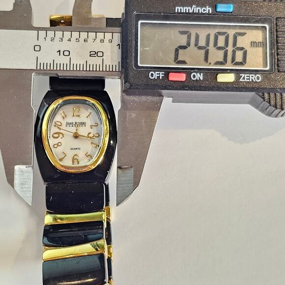 Joan Rivers Classics Women's Quartz Watch 25mm Oval Black Gold Stretch Bracelet - Picture 2 of 15